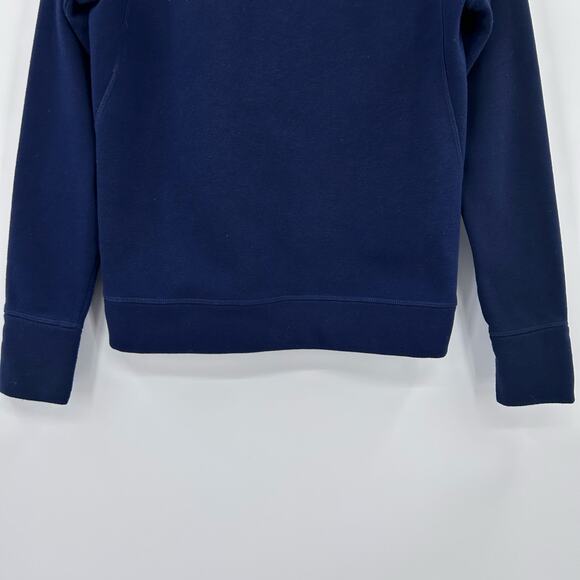 Athleta Hurdle Wrap Neck Pullover Navy Blue Kangaroo Pocket Wool Blend Womens S - Picture 10 of 11